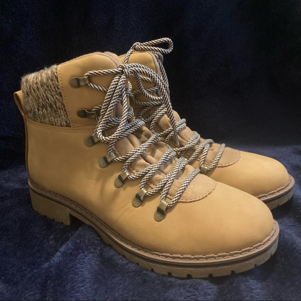 Time and Tru Tan Lace up Boots